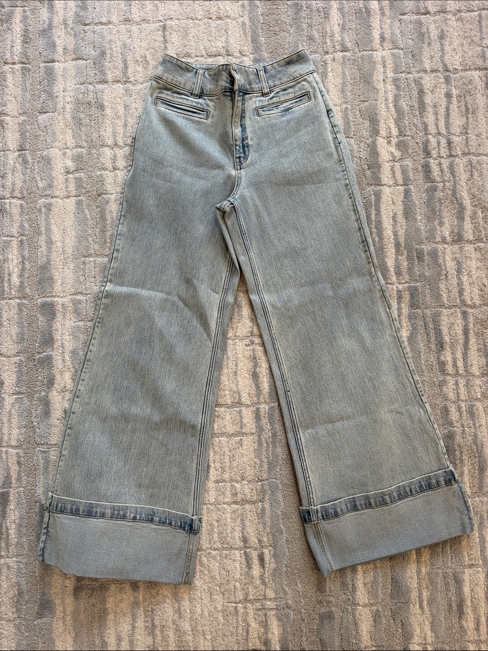 Generation Love Light Blue Wide-Leg Cuffed Jeans